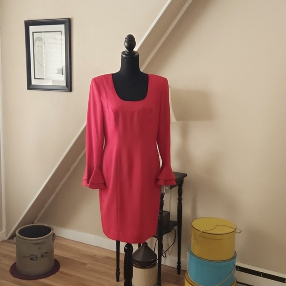 Liz Claiborne Red Ruffle Sleeve Dress